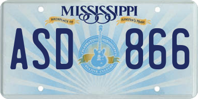MS license plate ASD866