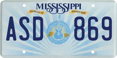 MS license plate ASD869