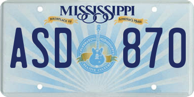 MS license plate ASD870