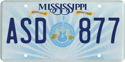 MS license plate ASD877