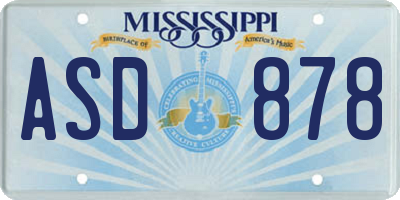 MS license plate ASD878
