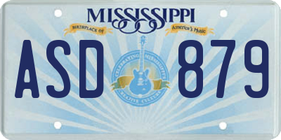 MS license plate ASD879