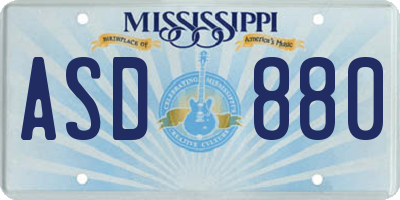 MS license plate ASD880
