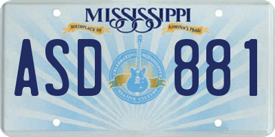 MS license plate ASD881