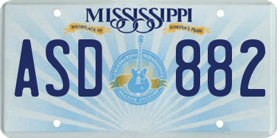 MS license plate ASD882