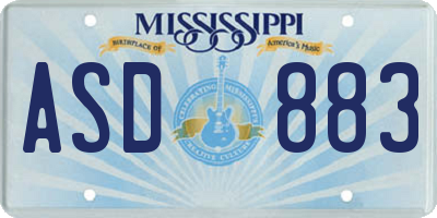 MS license plate ASD883