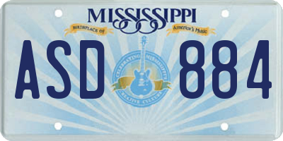 MS license plate ASD884