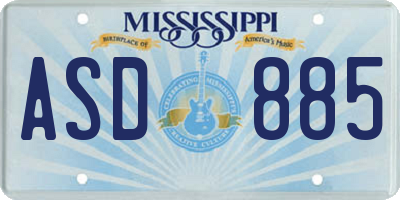 MS license plate ASD885