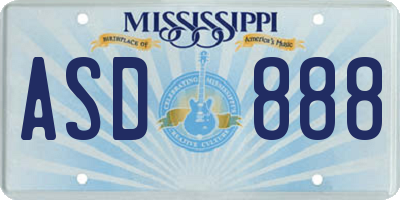 MS license plate ASD888