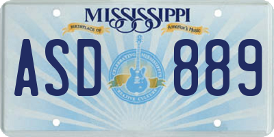 MS license plate ASD889