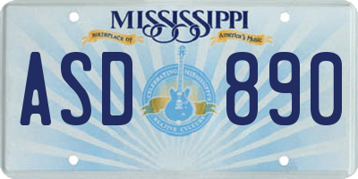 MS license plate ASD890