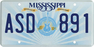 MS license plate ASD891