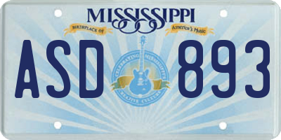 MS license plate ASD893
