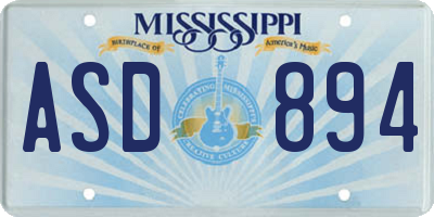 MS license plate ASD894
