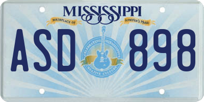 MS license plate ASD898