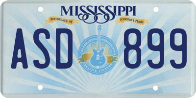 MS license plate ASD899