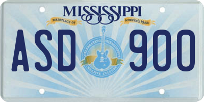 MS license plate ASD900