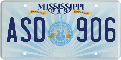 MS license plate ASD906