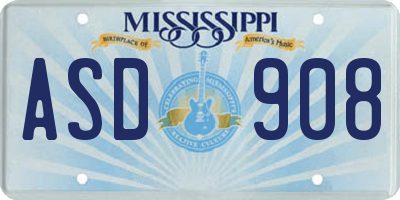 MS license plate ASD908