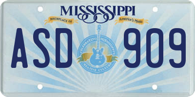MS license plate ASD909