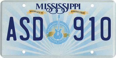 MS license plate ASD910