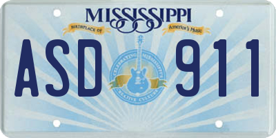 MS license plate ASD911