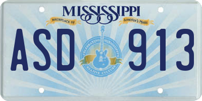 MS license plate ASD913