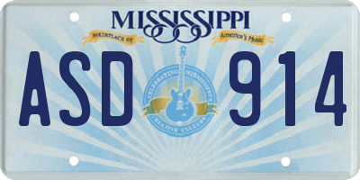 MS license plate ASD914