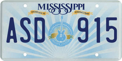 MS license plate ASD915