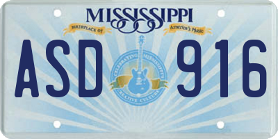 MS license plate ASD916