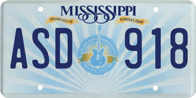 MS license plate ASD918