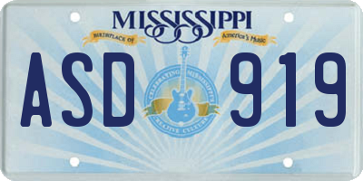 MS license plate ASD919