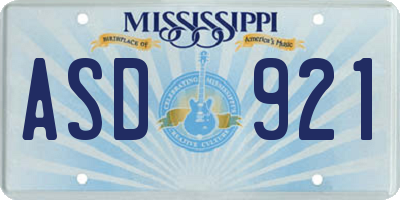 MS license plate ASD921