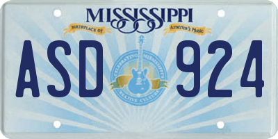 MS license plate ASD924