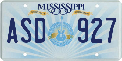 MS license plate ASD927