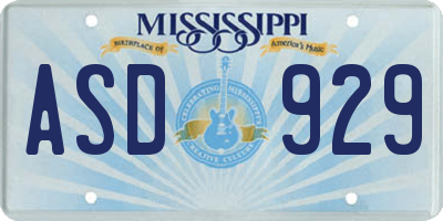 MS license plate ASD929
