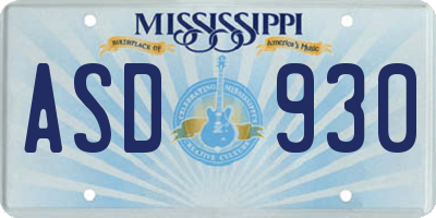 MS license plate ASD930