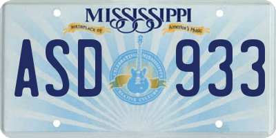 MS license plate ASD933