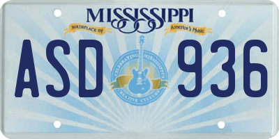 MS license plate ASD936