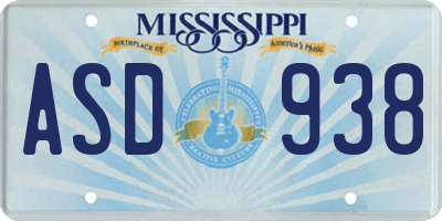 MS license plate ASD938
