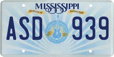 MS license plate ASD939