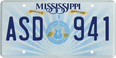 MS license plate ASD941