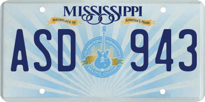 MS license plate ASD943