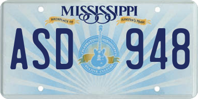MS license plate ASD948