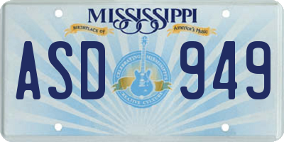 MS license plate ASD949