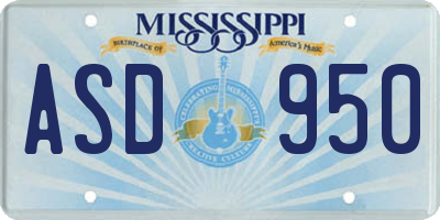 MS license plate ASD950