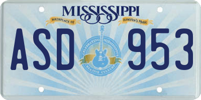 MS license plate ASD953