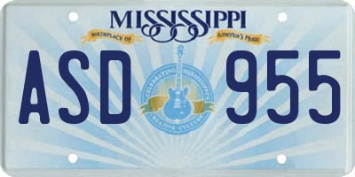 MS license plate ASD955