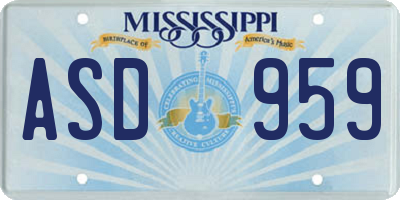 MS license plate ASD959