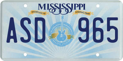 MS license plate ASD965